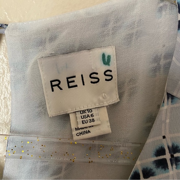 Reiss Giselle Watercolor Check Printed Frill Layered Mini Dress - Picture 6 of 11